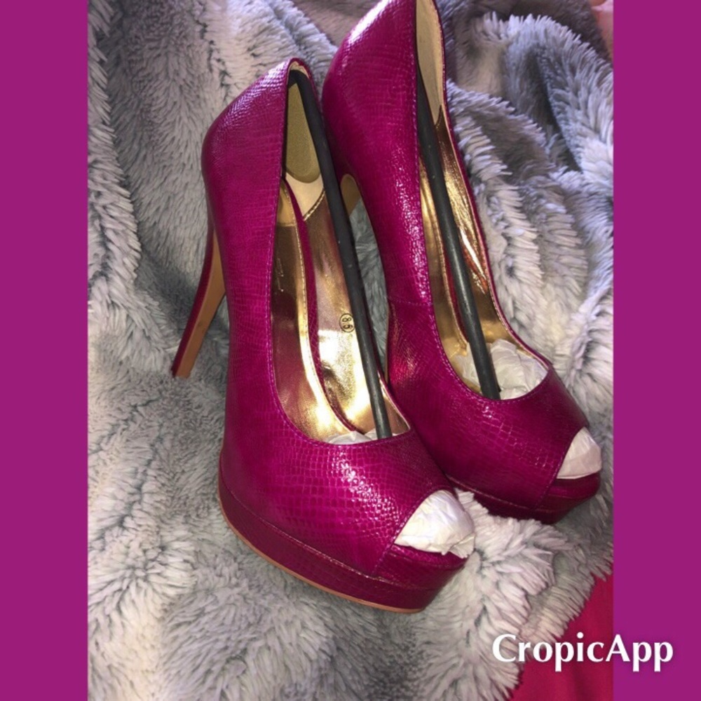 Magenta Peep-Toe Pump